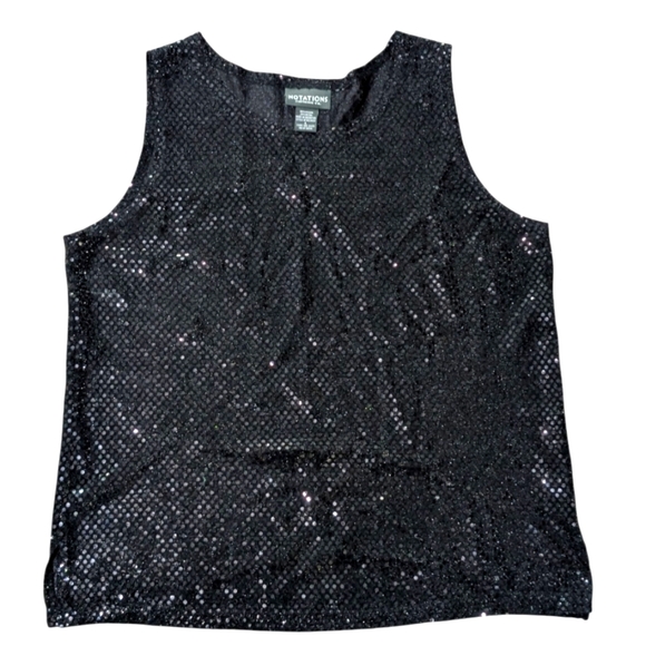 Notations Tops - 🇲🇽 Notations Sheer Black Sequin Sleeveless Top